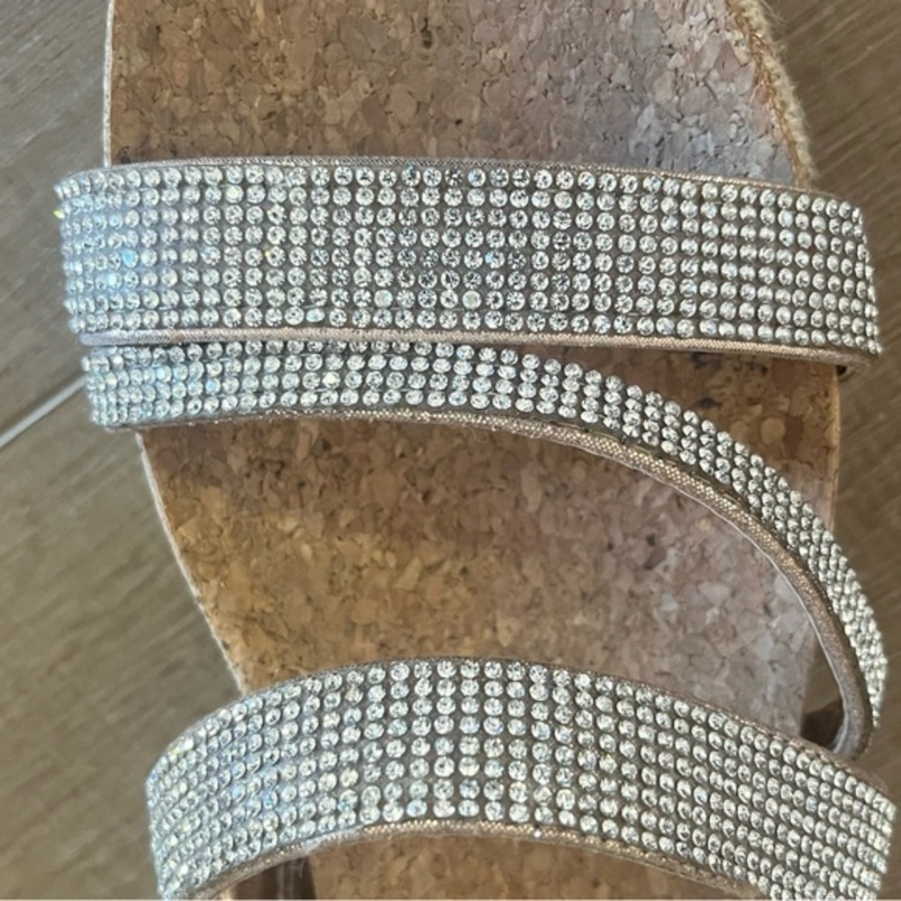 Kelly & Katie Silver Rhinestone Rose Gold Glam Shimmer Summer Sandals 8M - Picture 4 of 12